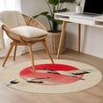 thumbnail image 4 of Round Area Rug 3 Ft, Vintage Birds Red Sun Washable Non-Slip Circle Carpet for Living Room/Bedroom, Retro Art Animals Rustic Low-Profile Small Floor Mats Collection Rugs for Indoor, 4 of 8