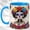 Blue, variant on Jeweled Sugar Skull Coffee Mug, Festive Floral Mug, Ceramic 11 oz