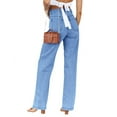 thumbnail image 3 of High Waist Women Blue Wide Leg Pants Casual Denim Jeans, 3 of 5