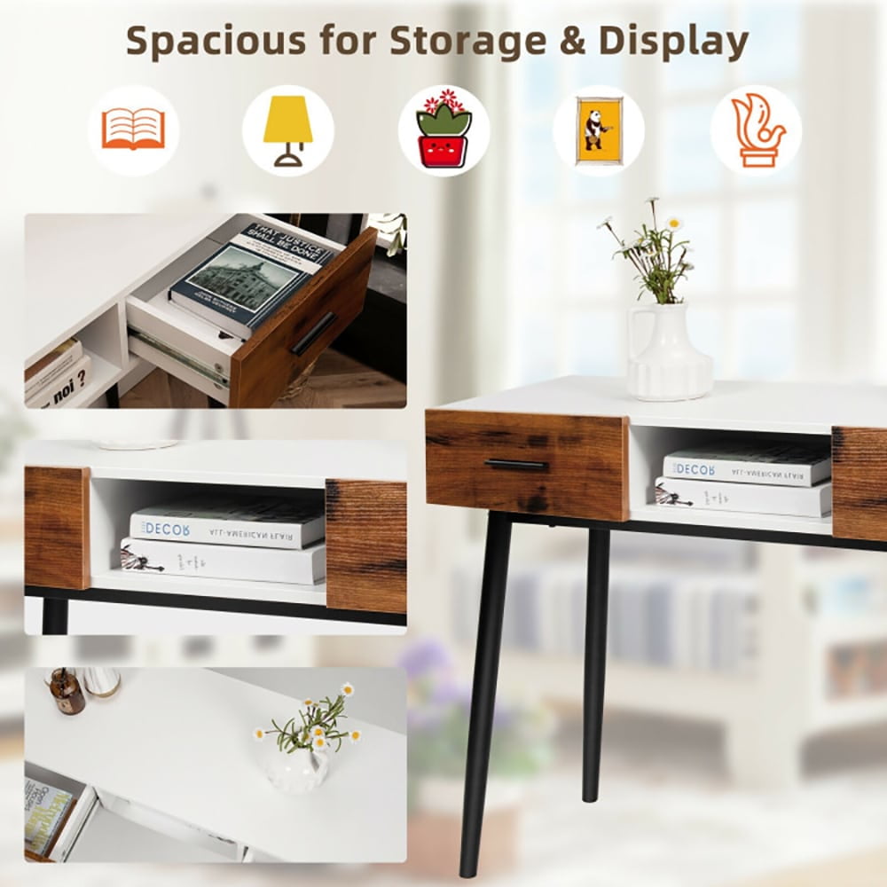 GVN Console Table, Entryway Table,42 Inch Industrial Console Table with 2 Drawers for Entryway Hallway