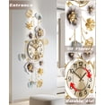 thumbnail image 6 of Wall Clock,Large Wall Clock,Silent Wall Clocks Battery Operated, Metal Ginkgo Leaf Design, Can Be Suspended Vertically or Horizontally,for Living Room, Entryway, Office or Bedroom Decor(33''x14''), 6 of 7