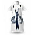 thumbnail image 3 of Rock and Roll Apron, Rock Star Pattern with a Raised Hand Doing the Sign, Unisex Kitchen Bib with Adjustable Neck for Cooking Gardening, Adult Size, Dark Violet Blue White, by Ambesonne, 3 of 4