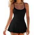thumbnail image 5 of idosla Womens 1 Piece Swim Dress Push Up V Neck Bathing Suit Backless Dress Swimsuits High Waisted Swimwear (Black, M), 5 of 9