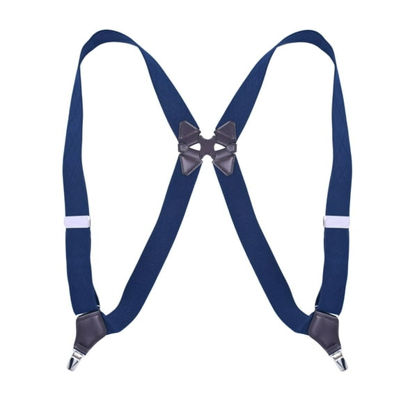 Casual Men Suspenders Elastic Hooks Button Y Shaped Adults Back Belt Heavy Duty Dark Blue