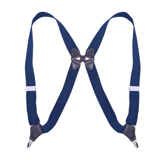 informales para hombre, ganchos elásticos, botón en forma de Y, cinturón trasero para adultos, pantalones cómodos de alta resistencia, Azul oscuro Hugo Tirantes para hombre