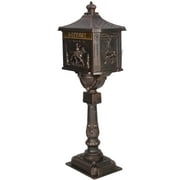 BARONAGE Cast Aluminum Mail Box, Postal Box , Mailbox and Post Kit,Mailbox Color Bronze