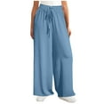 thumbnail image 3 of Wlynlyn Womens Wide Leg Pants Loose Fitted Lounge Pants Smocked Elastic Waisted Casual Flowy Palazzo Pants, 3 of 7