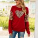 thumbnail image 2 of Tops de manga larga para mujer, cuello redondo, bloque de color leopardo, blusas casuales de moda, camisetas para el hogar, oficina, fecha, cumpleaños, rojo vino M, 2 of 6