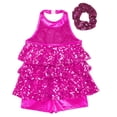 thumbnail image 4 of Hansber Kids Girls Sparkling Sequins Tassel Dancing Dress Latin Rumba Salsa Dress Ballroom Dancewear Rose 8, 4 of 7