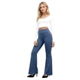 thumbnail image 3 of Womens Bootcut Dressy Pants Business Casual Work Pants with Pockets High Waist Stretchy Trousers Pull On Office Slacks Blue XL, 3 of 5