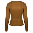 thumbnail image 5 of DuoJiaJ Women's Solid Color Sexy Tight Navelless Long Sleeve Half High Neck T Shirt Top Womenâs -Free Button-Down Shirts Brown, 5 of 5