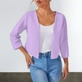 thumbnail image 2 of Breezora Women's Short Blazer Cardigan Top Trendy Spring Summer Lightweight Office Casual Chic Wear XL Size Purple, 2 of 9