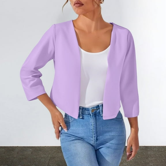 Delayuji Women's Cardigan Solid Color Short Cardigan Coat Spring Trendy Women's Cardigan Top