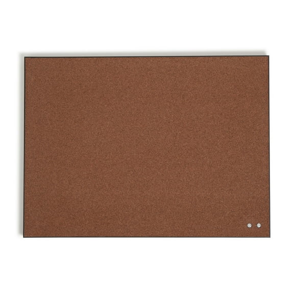 U Brands 23 x 17 in. Cork Bulletin Board, Thin Edge Frame, Includes 2 Push Pins