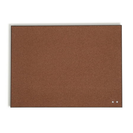 U Brands 23 x 17 in. Cork Bulletin Board, Thin Edge Frame, Includes 2 Push Pins