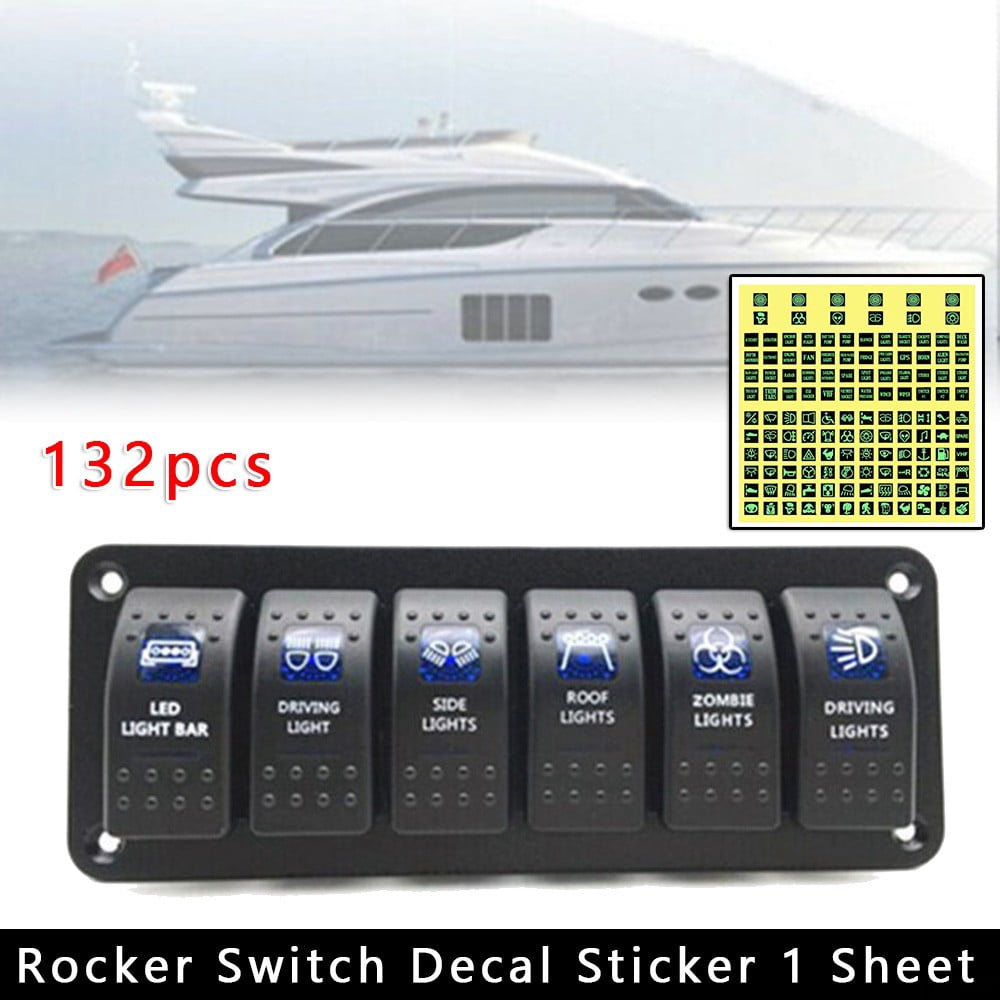 Car Night Glow Rocker Switch Label Sticker Marine Boat Truck Circuit Panel Decal