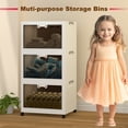 thumbnail image 3 of Storage Bins with Lids, 3 Pack Clear Plastic Storage Bins, Universal Wheel Storage Bins, Stackable Storage Containers, Closet Storage Bins, Foldable Box for Dorm Bedroom Organizing, 3 of 6