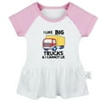 thumbnail image 2 of iDzn I Like Big Trucks and I Cannot Lie Funny Dresses For Baby, Newborn Babies Skirts, Infant Princess Dress, 0-24M Kids Graphic Clothes (Pink Raglan Dresses, 12-18 Months), 2 of 5