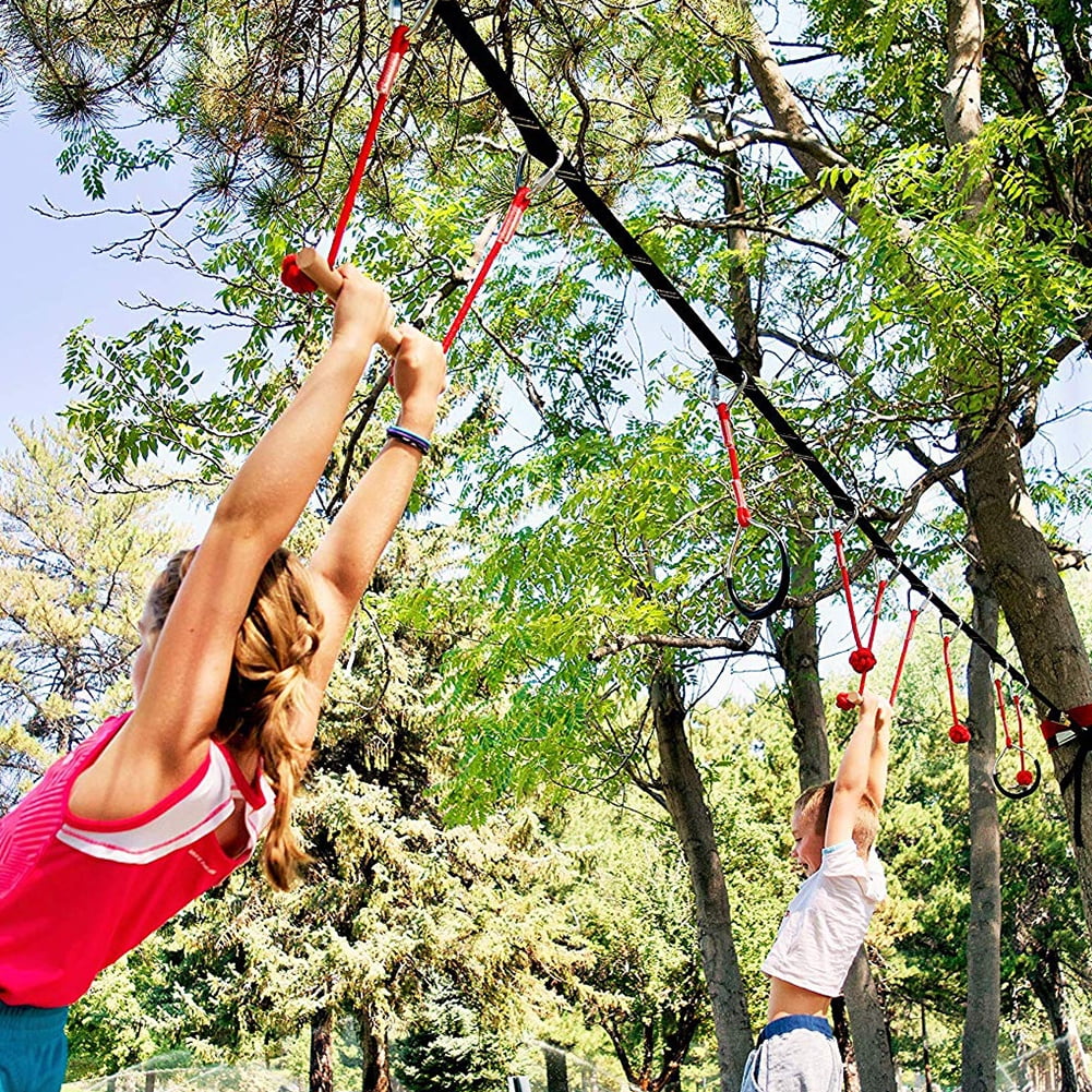 Children Climbing Ninja Rope Ninja Line Obstacle Training Course