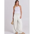 thumbnail image 4 of Pantalones Palazzo ANRABESS de lino blanco de cintura alta para mujer, 4 of 6