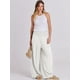 thumbnail image 4 of Pantalones Palazzo ANRABESS de lino blanco de cintura alta para mujer, 4 of 6