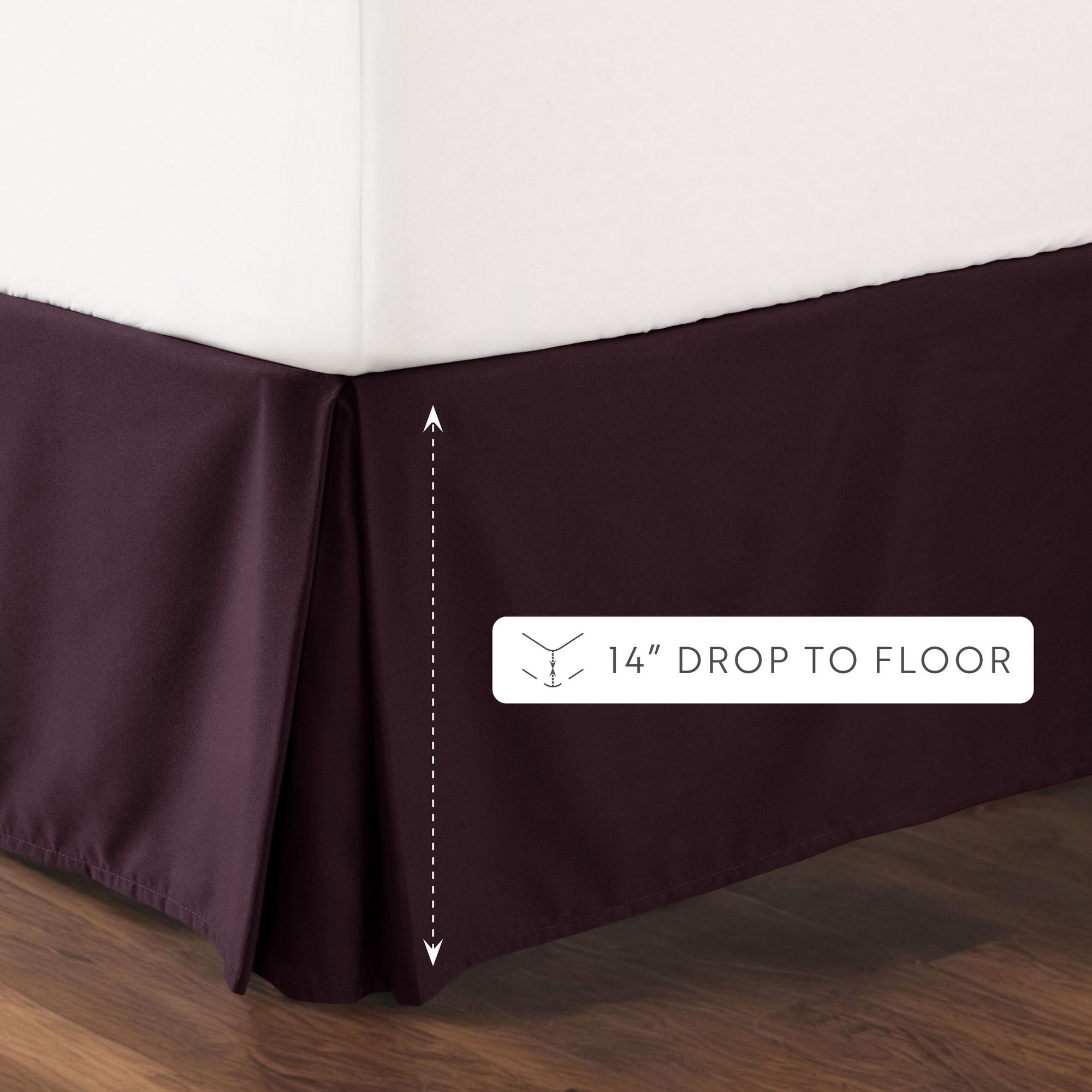 Noble Linens Purple Pleated Dust Ruffle Bed Skirt, CalKing