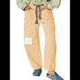 thumbnail image 3 of Jeans para Mujer Y2k con Rayas, Cordón Ajustable, Cintura Alta, Rectos, Pierna , Estilo Boyfriend, Pantalones Vaqueros Mom. Amarillo L, 3 of 8