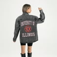 thumbnail image 2 of Women's Gameday Couture Black Illinois Fighting Illini Oversized Style's the Limit Micro-Rhinestone Stripe Washed Denim, 2 of 6