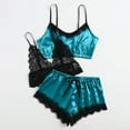 thumbnail image 6 of Teissuly Women V-Neck Eyelash Lace Sexy Stain Camisole Pajamas Bowknot Shorts Set, 6 of 6