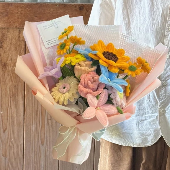 Loespoir DIY Handmade Gift, Rose Bouquet Craft Kit, Artificial Flower Arrangement Kit for Girlfriend, Anniversary, Valentine's Day, Romantic DIY Project(B)
