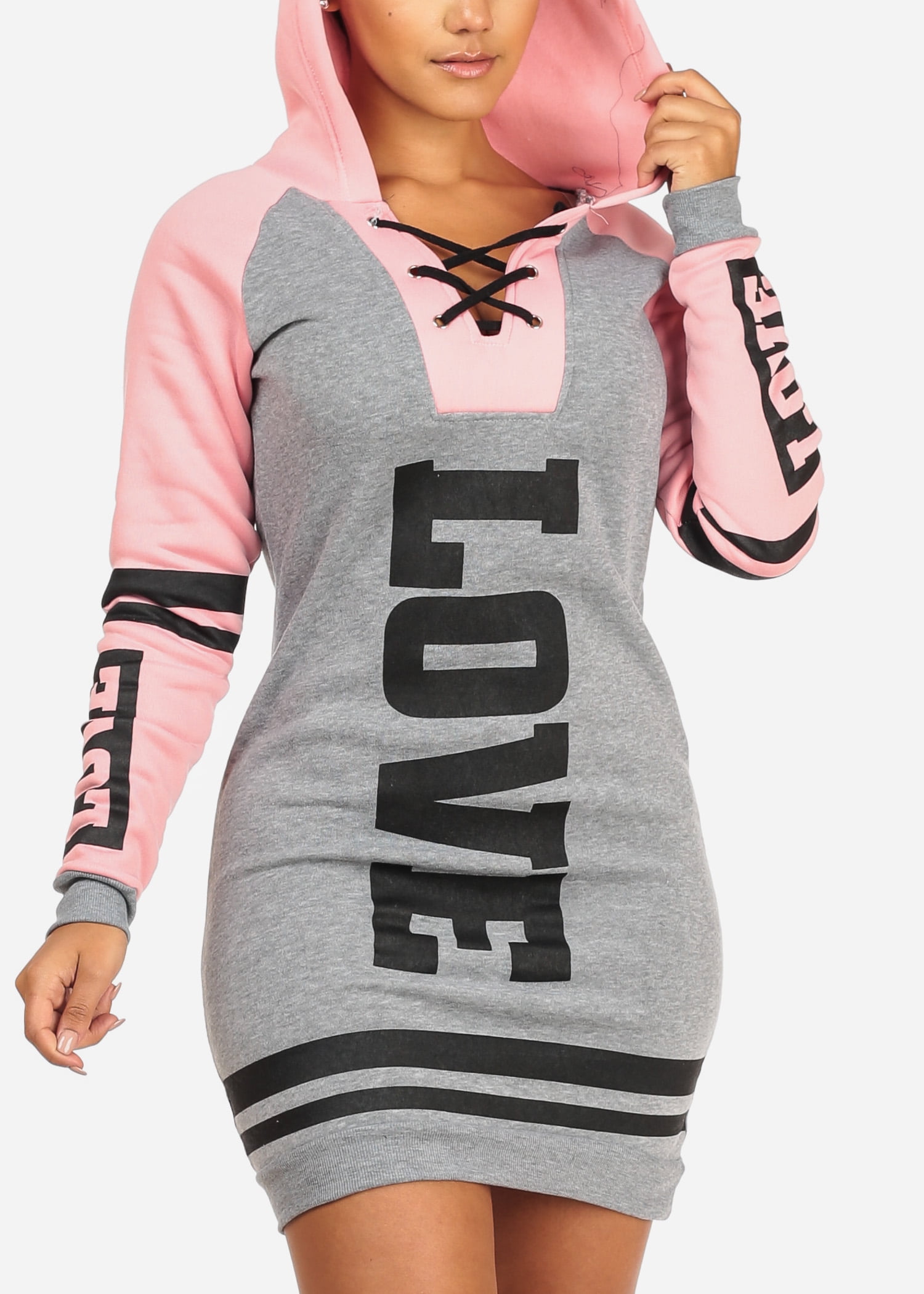 grey and pink sweater