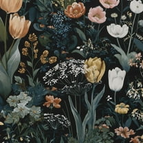 UMIGGEE Multicolor Floral Wallpaper Peel and Stick Floral Black Wallpaper Self Adhesive Flower Wall Paper Contact Paper 17.3-in x 118-in Home Decor Wall Covering Old Furniture Renovation