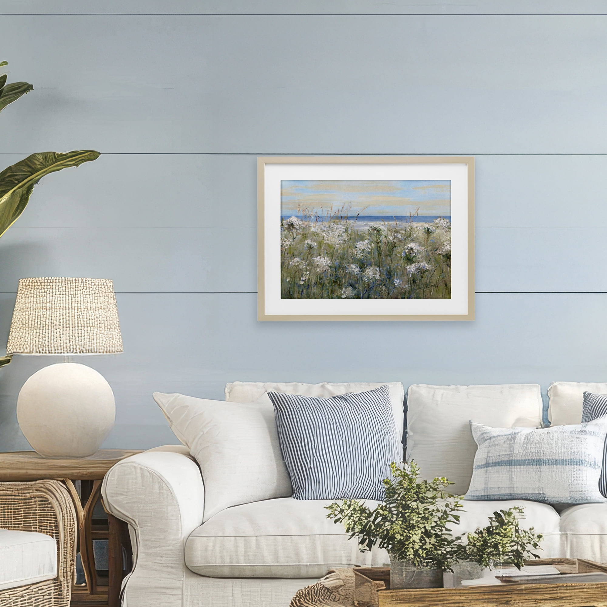Stupell Industries Impressionist Seaside Meadow Birch Framed Print Under Glass, design by Sally Swatland