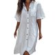 thumbnail image 1 of Camisas de Sueño de las Mujeres Color Sólido Casual de Manga Corta Regular Extendido Cardigan Multi-Color Vestido de Camisa, 1 of 3