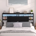 thumbnail image 2 of Aheaplus Queen Size Headboard with Storage, Headboards with Outlets and RGB LED Light, Sturdy Head Board for Queen Size Bed, Stable Headboard Only for Bedroom, Dorm Room, Guest Room, Black Oak, 2 of 9