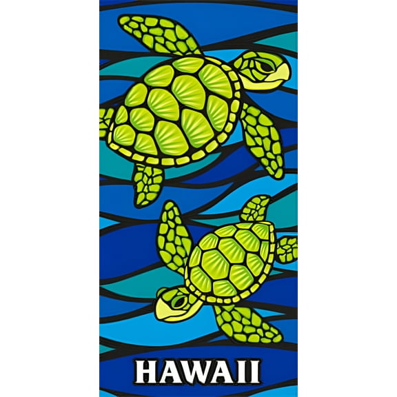 Hawaii Style Beach Towel Blue Turtle Honu Sea Glass