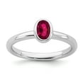thumbnail image 1 of Sterling Silver Stackable Expressions Oval Created Ruby Ring - Size 6, 1 of 3