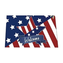 LanSuare 4th of July Patriotic Welcome Doormat Retro American Stars Stripes Door Mat Indoor Outdoor Home Kitchen Decoration
