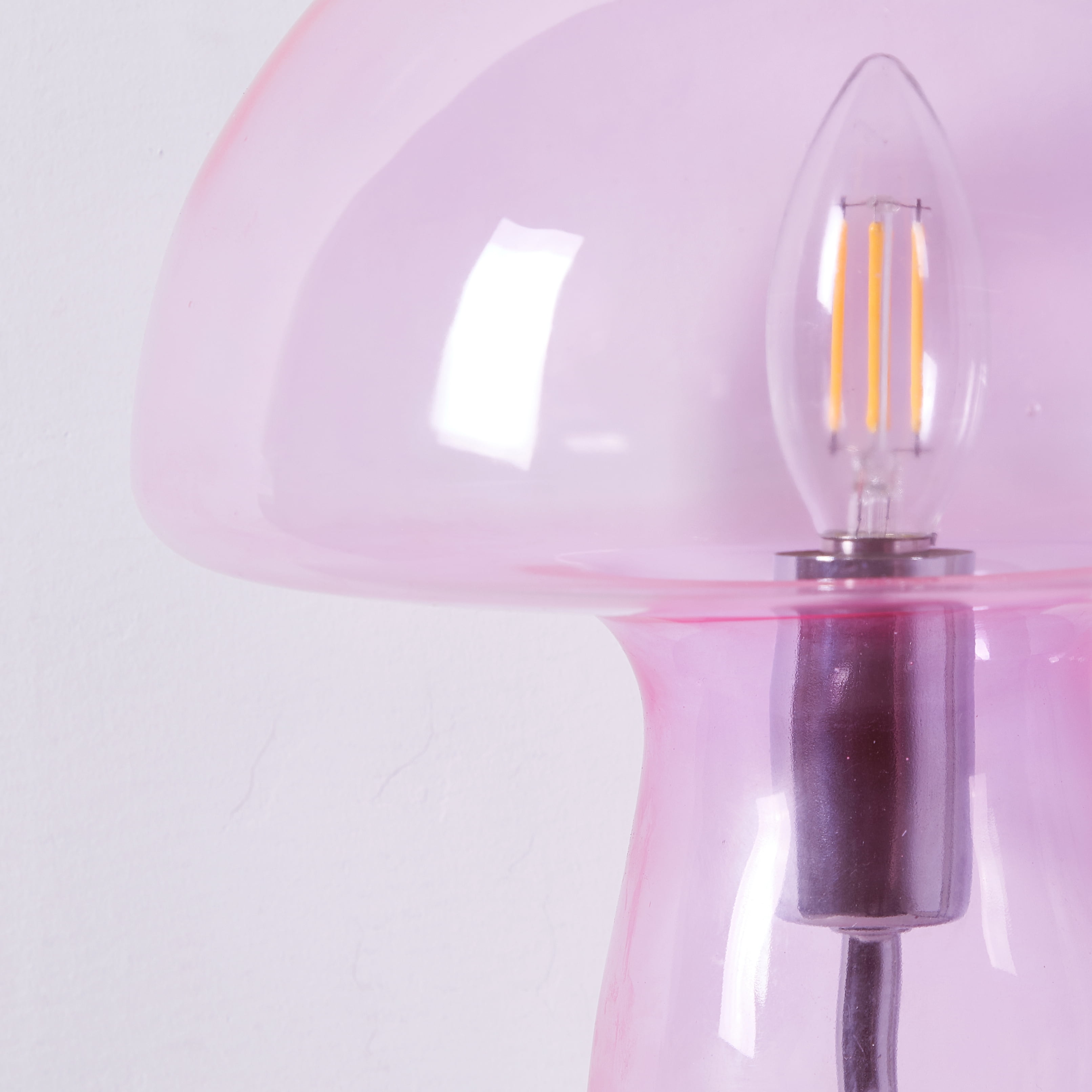 Urban Shop Novelty Glass Mushroom Lamp, Hot Pink, 12" H, Plug-in