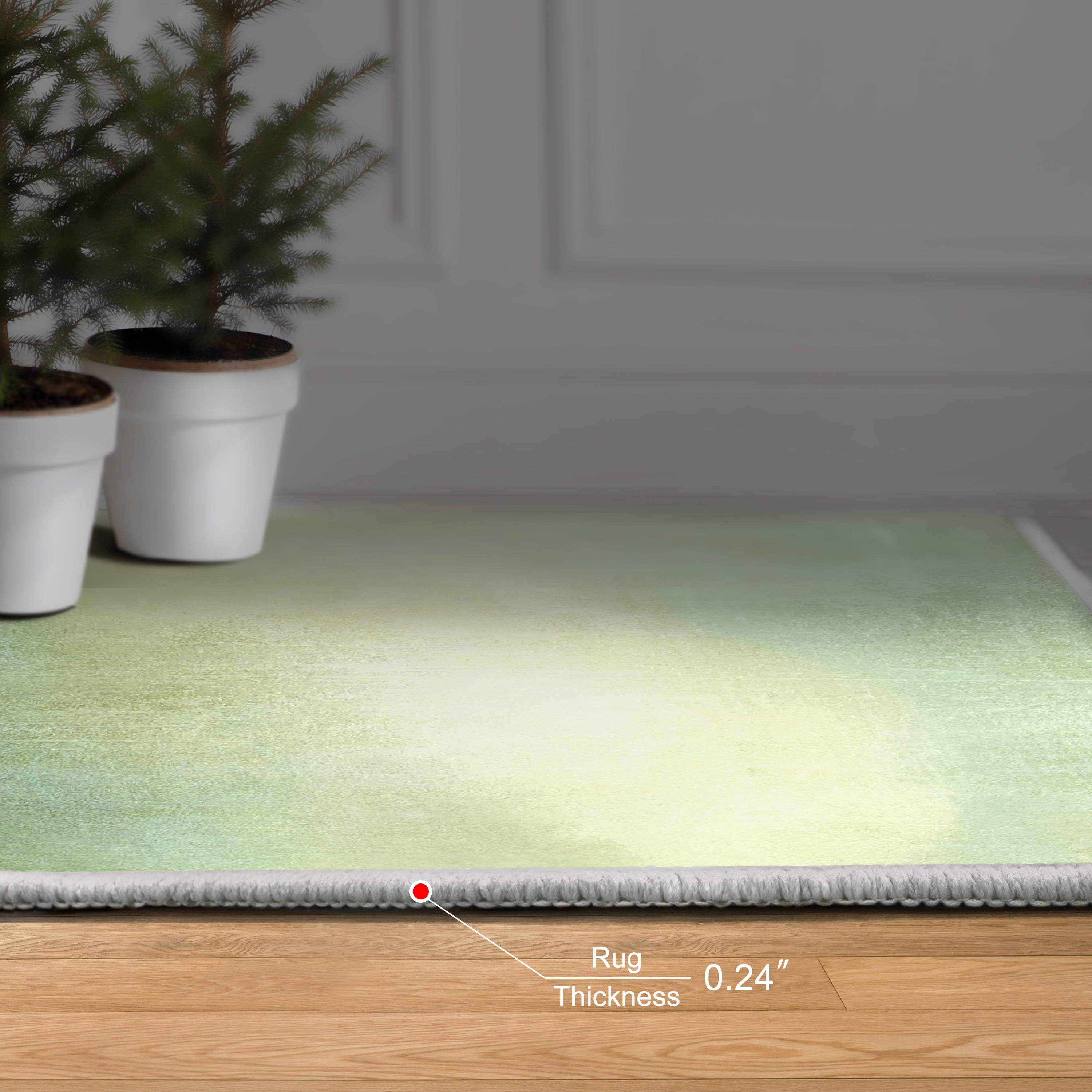 Hidden Path I Washable Green Art Area Rug size 5'x8'