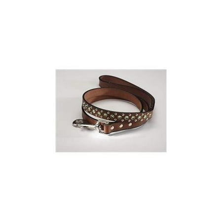 Zuri Collection 092145348772 Leash, Brown Leather, Green Swarovski Crystal 4 Ft. , 0. 75 inch Width