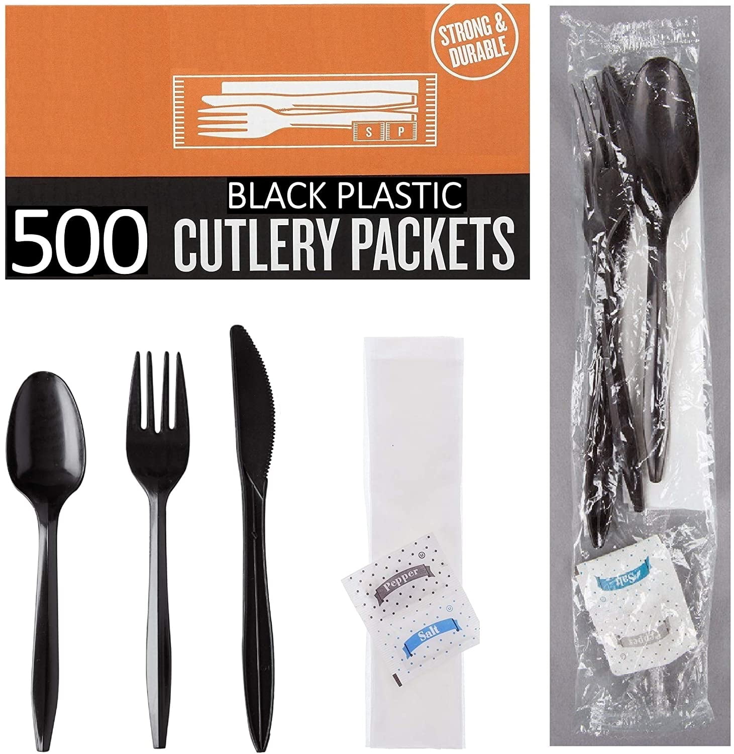 SPORK PEPPER 500 SETS Plastic Ware Spoon-fork Cutlery KNIFE SALT NAPKIN 