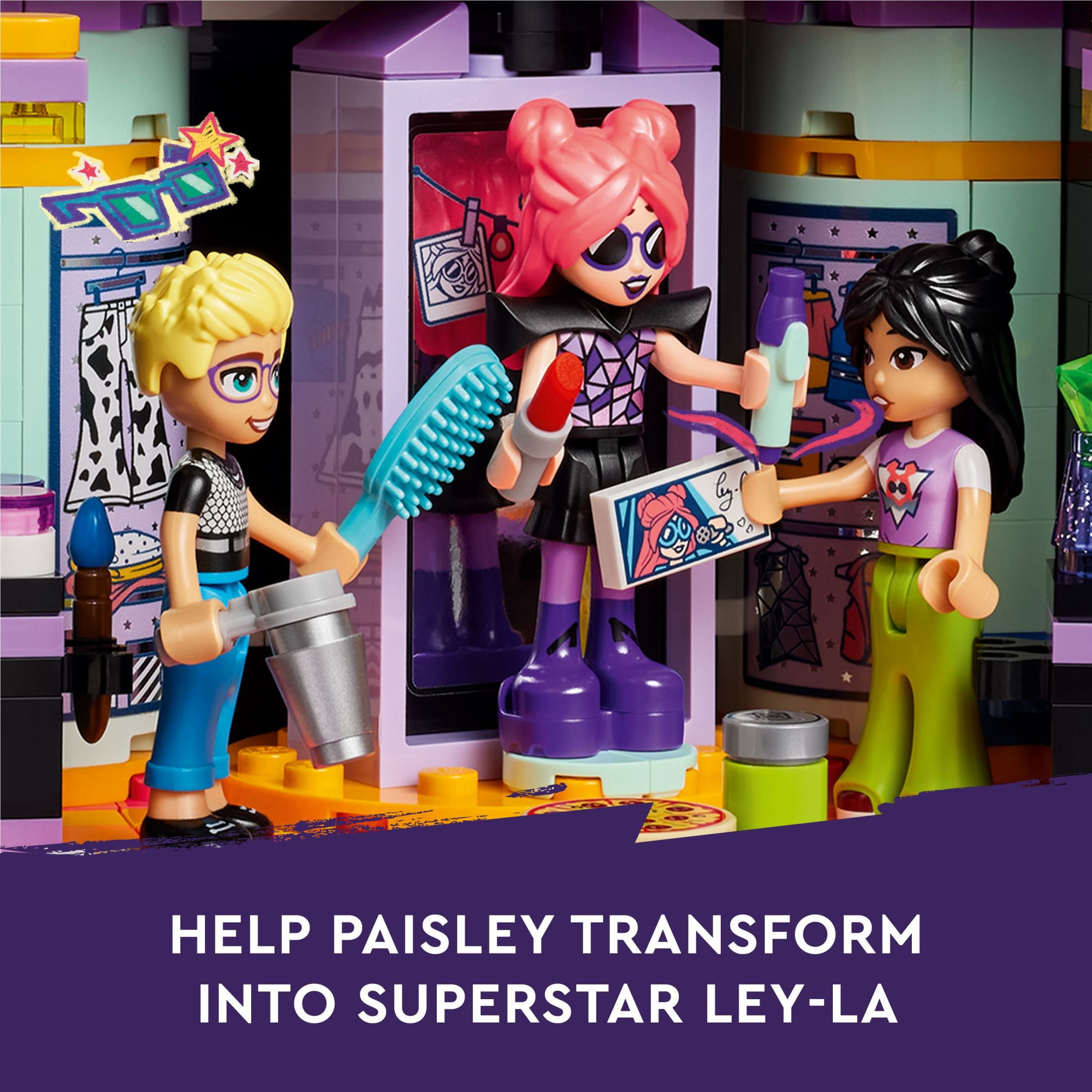 LEGO Friends Pop Star Music Tour Bus Play Together​ Toy, Social-Emotional Musical Toy with 4 Mini-Doll Characters, Toy Truck Building Kit, Music Gift for 8 Year Old Kids, Girls and Boys, 42619