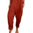 thumbnail image 4 of JustVH Womens Cotton Linen Retro Rompers Pockets Solid Adjustable Jumpsuits, 4 of 4