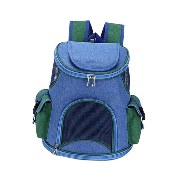 Mochila transportadora de mascotas, bolsa de transporte para gatos, 2 bolsas laterales, correa ajustable, mochila para gatos, transportador de mascota Azul oscuro 14