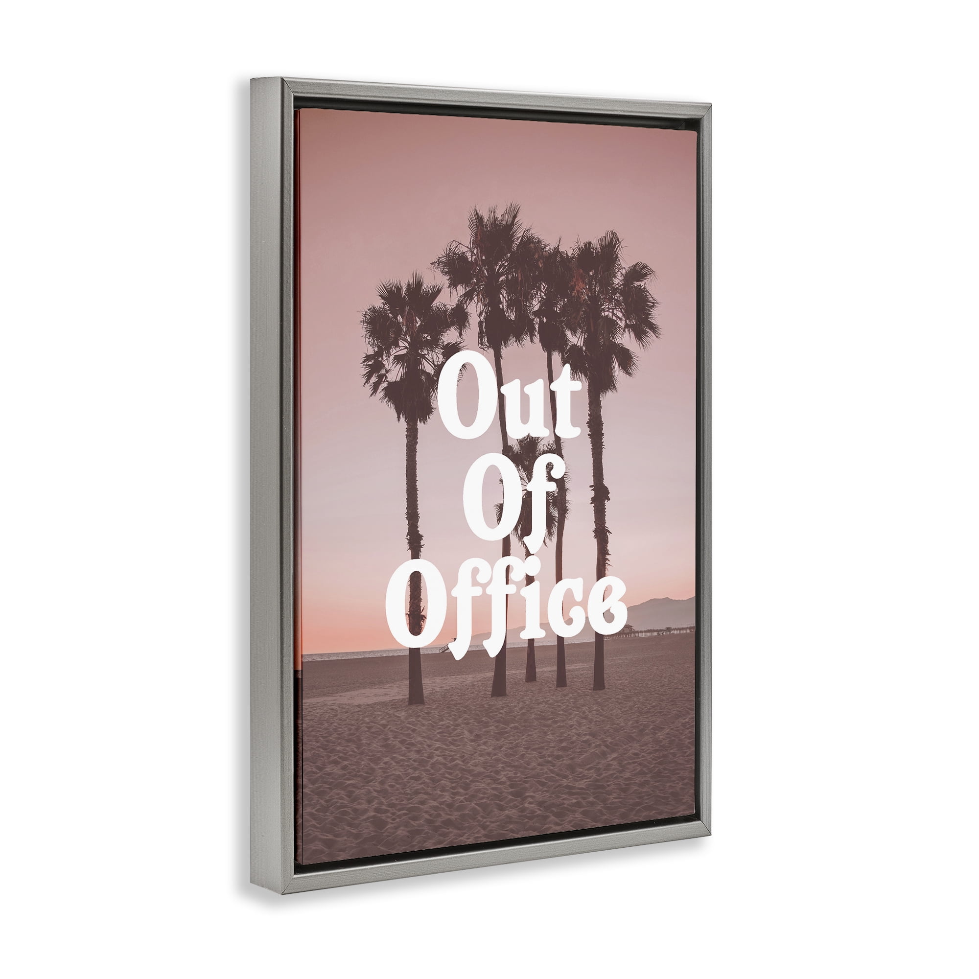 Stupell Industries Out Of Office Tropical Escape Gray Framed Floater Canvas Wall Art, design by Lil' Rue