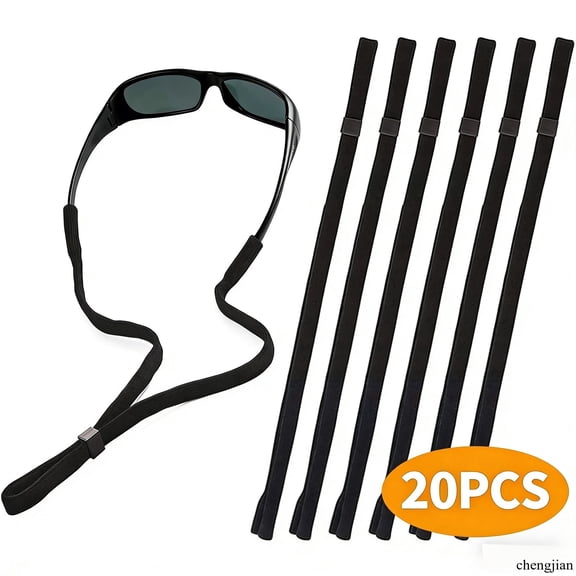 Adjustable Glasses Strap, 12-Pack Black Nylon Eyeglasses Strap with Secure Hold, Sunglasses Holder Around Neck for Men Women , Eyewear Keeper Layard for Reading Sports Outdoor
