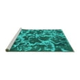 thumbnail image 2 of Ahgly Company Machine Washable Indoor Square Oriental Turquoise Blue Modern Area Rugs, 3' Square, 2 of 4