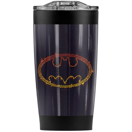 

Batman Flame Outlined Logo Stainless Steel Tumbler 20 oz Coffee Travel Mug/Cup Vacuum Insulated & Double Wall with Leakproof Sliding Lid | Great for Hot Drinks and Cold Beverages