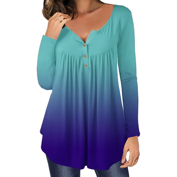 Pntutb Mujer Casual Camiseta Impreso Manga Larga Cuello Redondo Fruncido Pullover Blusa tops Pntutb Pntutb-915